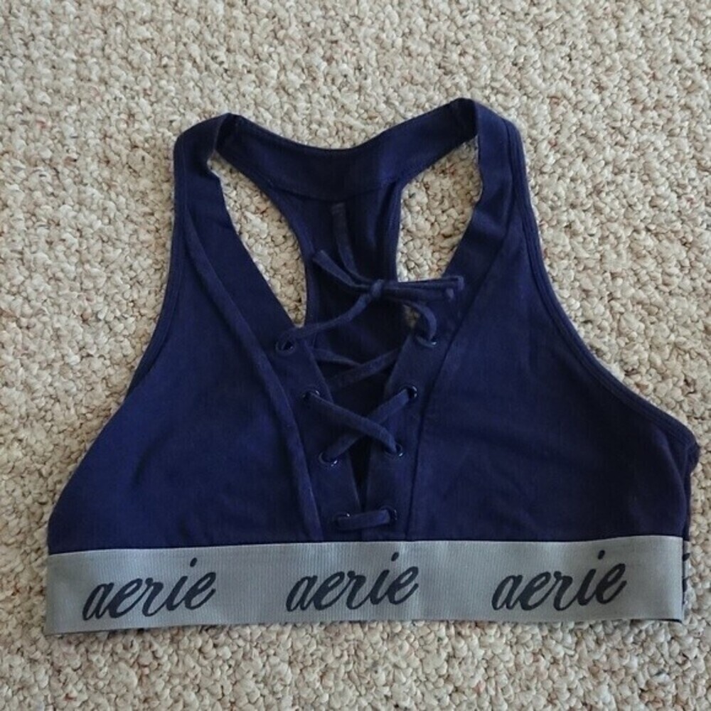Aerie navy blue Lace Up Front Bralette size M